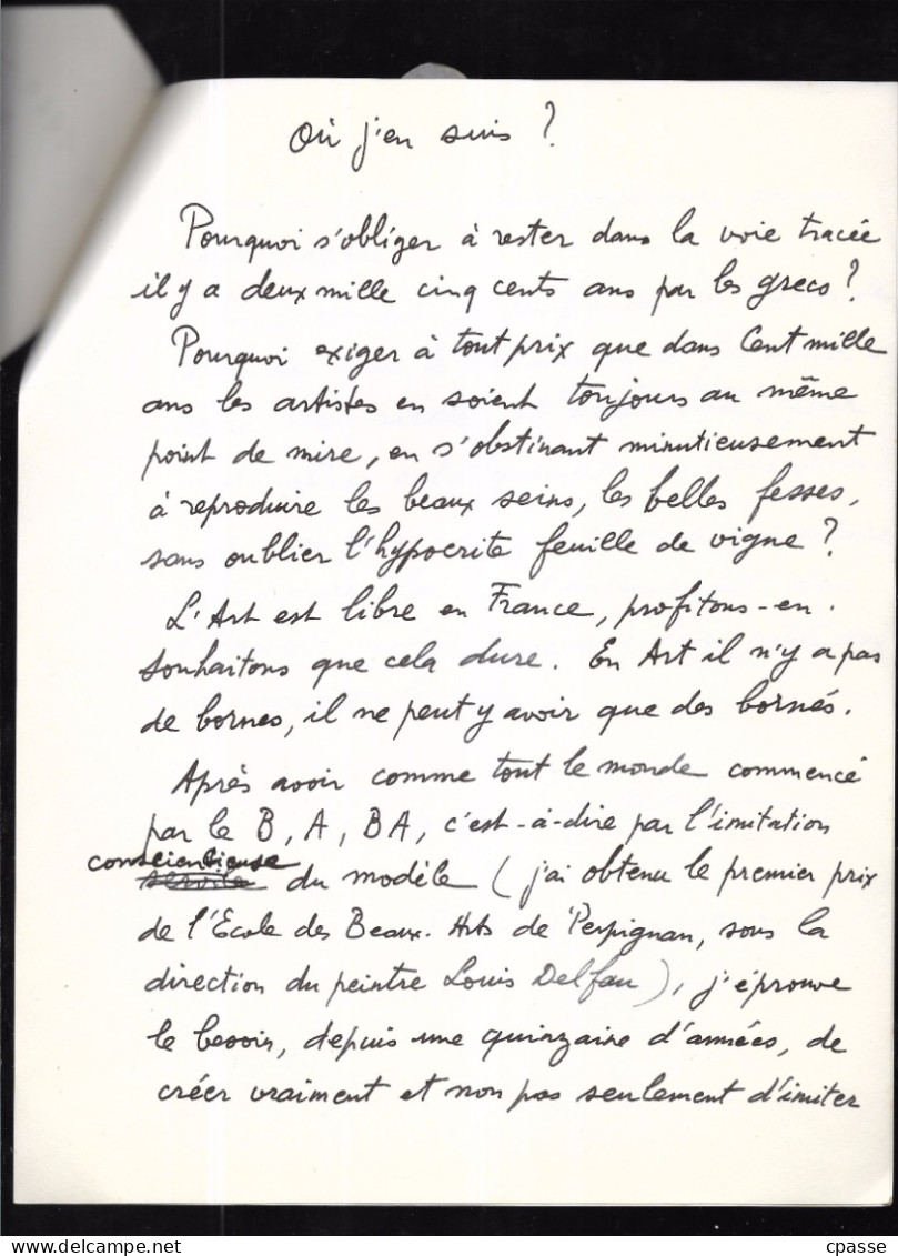 (Lot de 8) Dossier GEORGES CASEBLANQUE Artiste-Peintre, né à 66 BAIXAS 1906 - 1995 - CV autographe + photos d'oeuvres