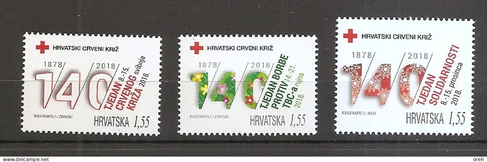 CROATIA,CROATIEN, 2018,RED CROSS,CHARITY,TBC, TUBERCULOSE,ADITIONAL STAMP,COMPLETE,MNH - Kroatië