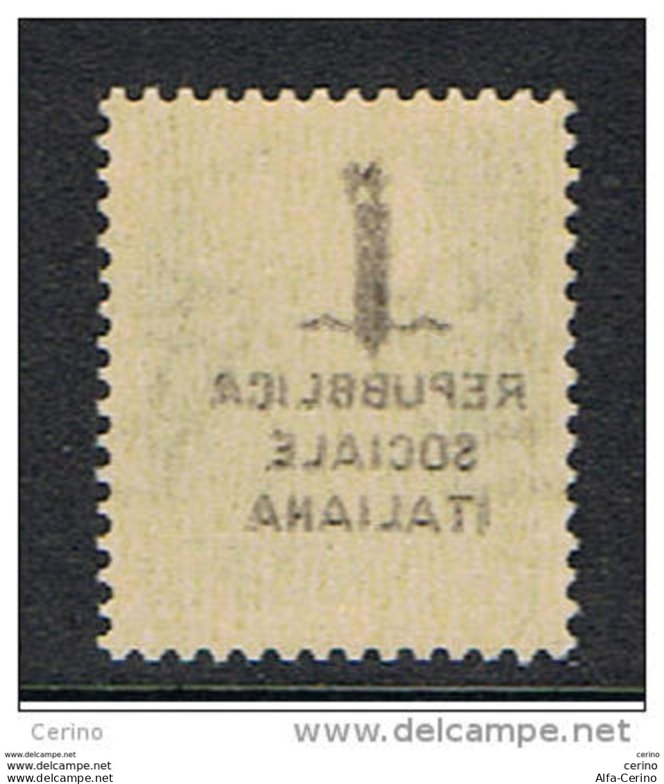 R.S.I.  VARIETA':  1944  SOPRASTAMPATO -  25 C. VERDE  N. -  DECALCO  DELLA  SOPRASTAMPA  -  SASS. 491 R - Ungebraucht