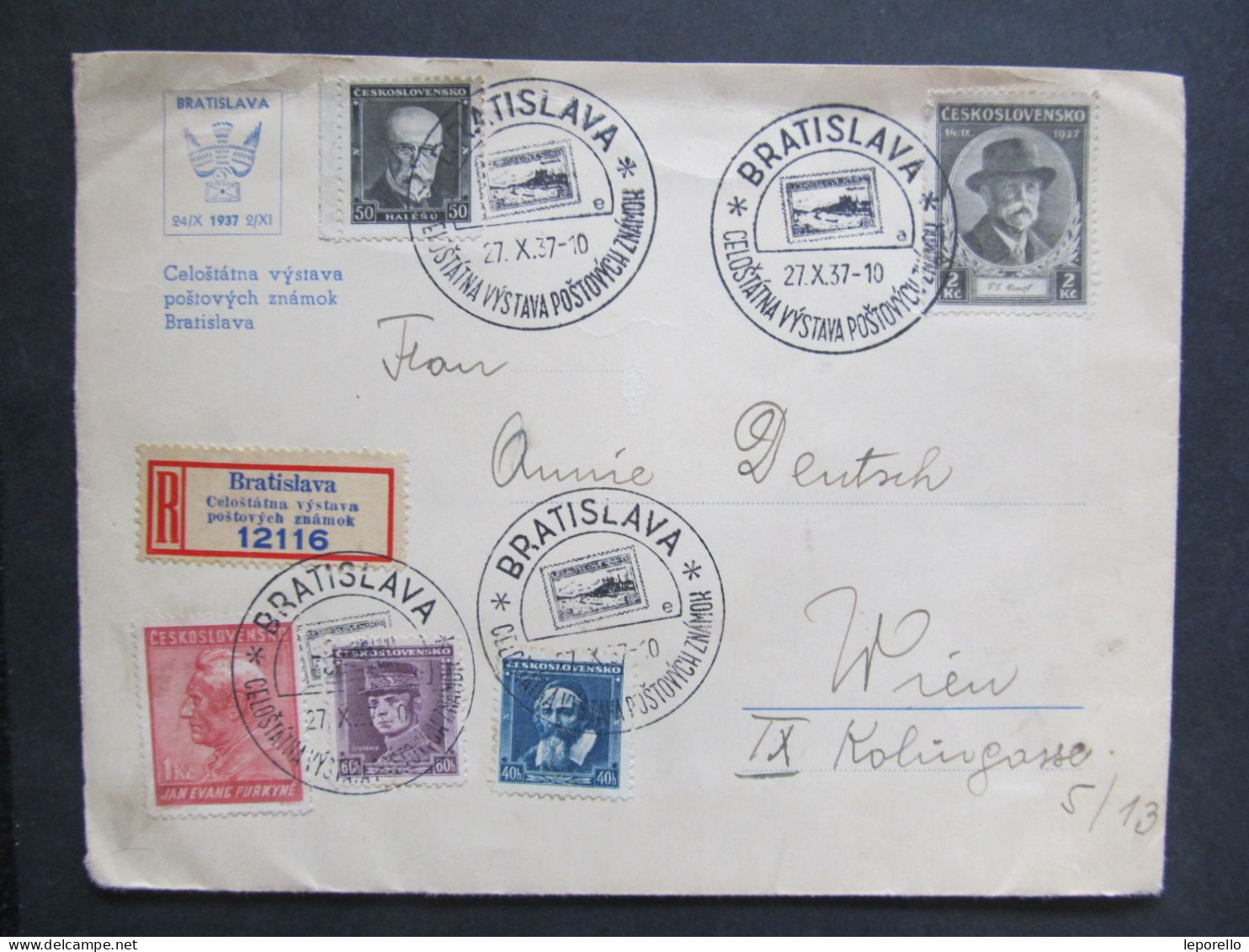 BRIEF Bratislava - Wien Výstava 1937 //// R8314 - Briefe U. Dokumente