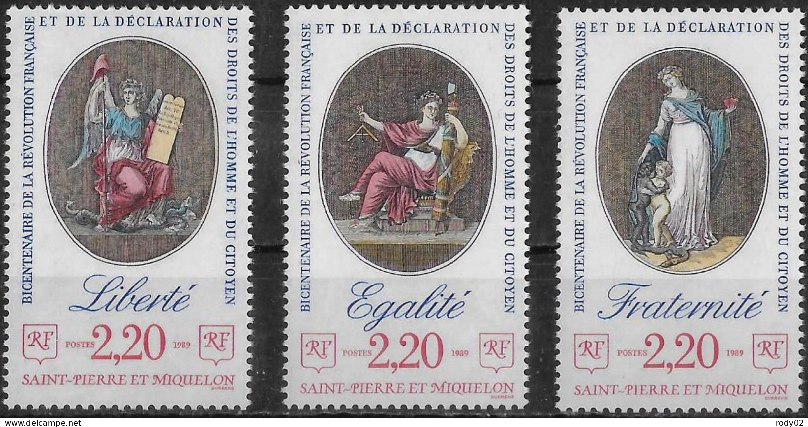 SAINT PIERRE ET MIQUELON - BICENTENAIRE DE LA REVOLUTION FRANCAISE - N° 499 A 501 - NEUF** MNH - Révolution Française