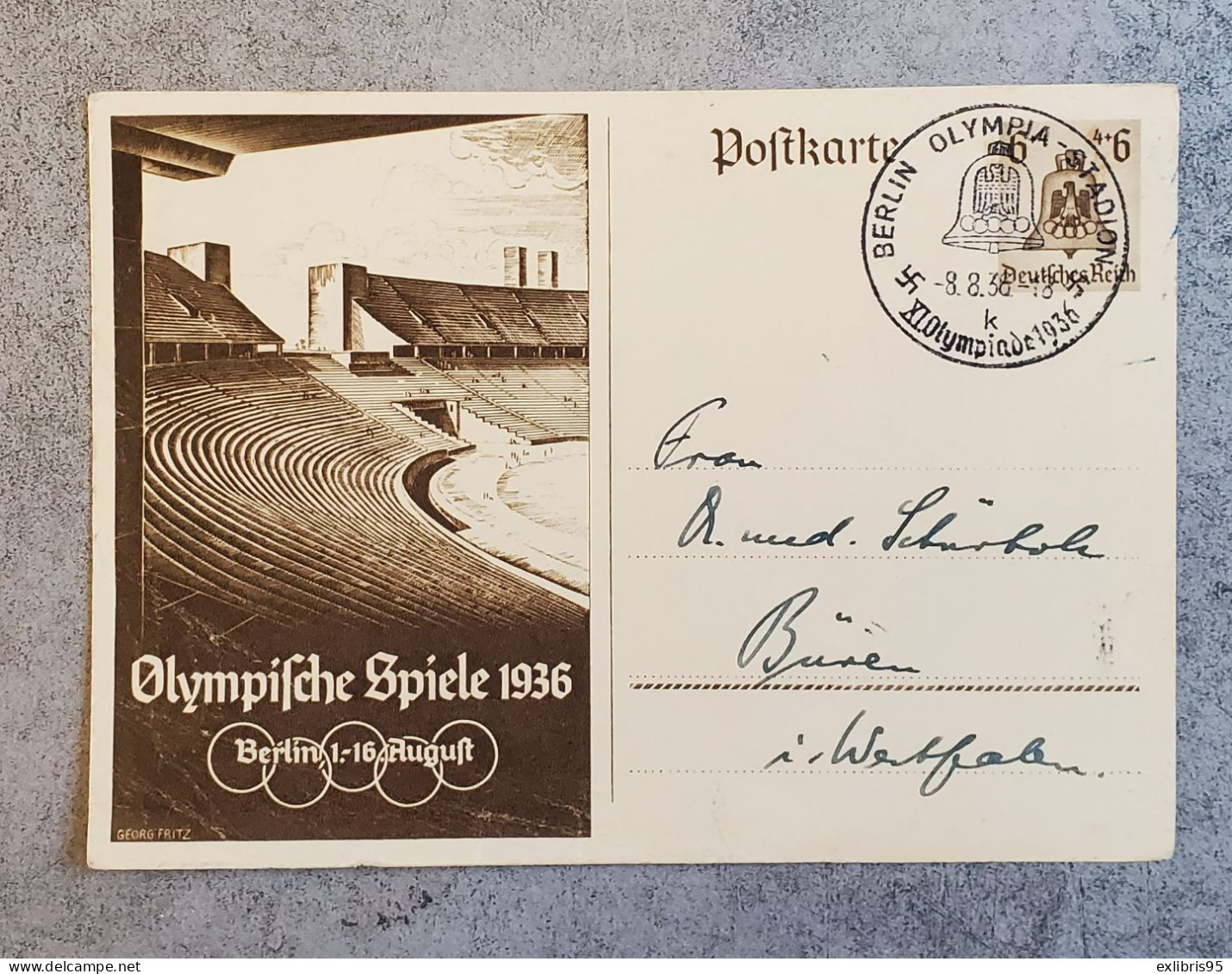 Postkarte 08.08.1936 Olympische Spiele 1936 - Te Identificeren