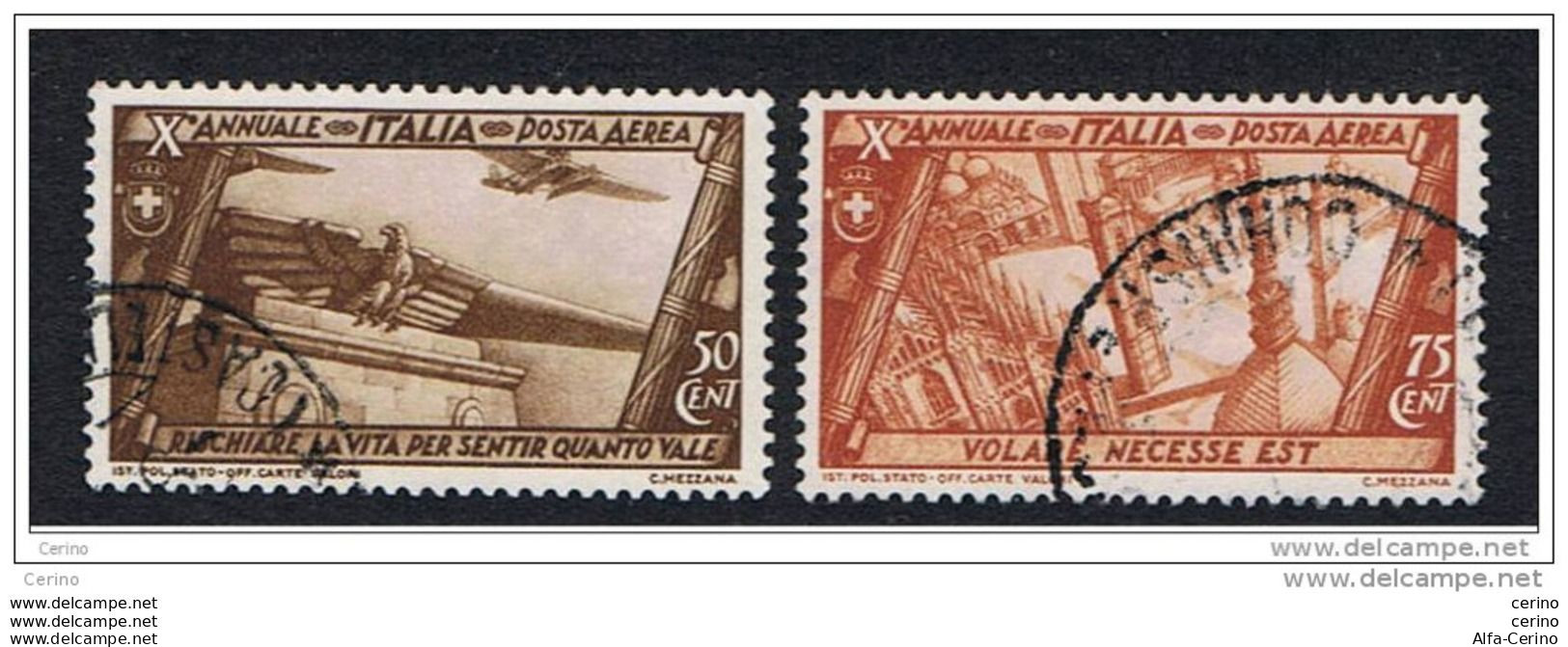 REGNO:  1932  P.A.  DECENNALE  -  S. CPL. 2  VAL. US. -  SASS. A 42/43 - Poste Aérienne