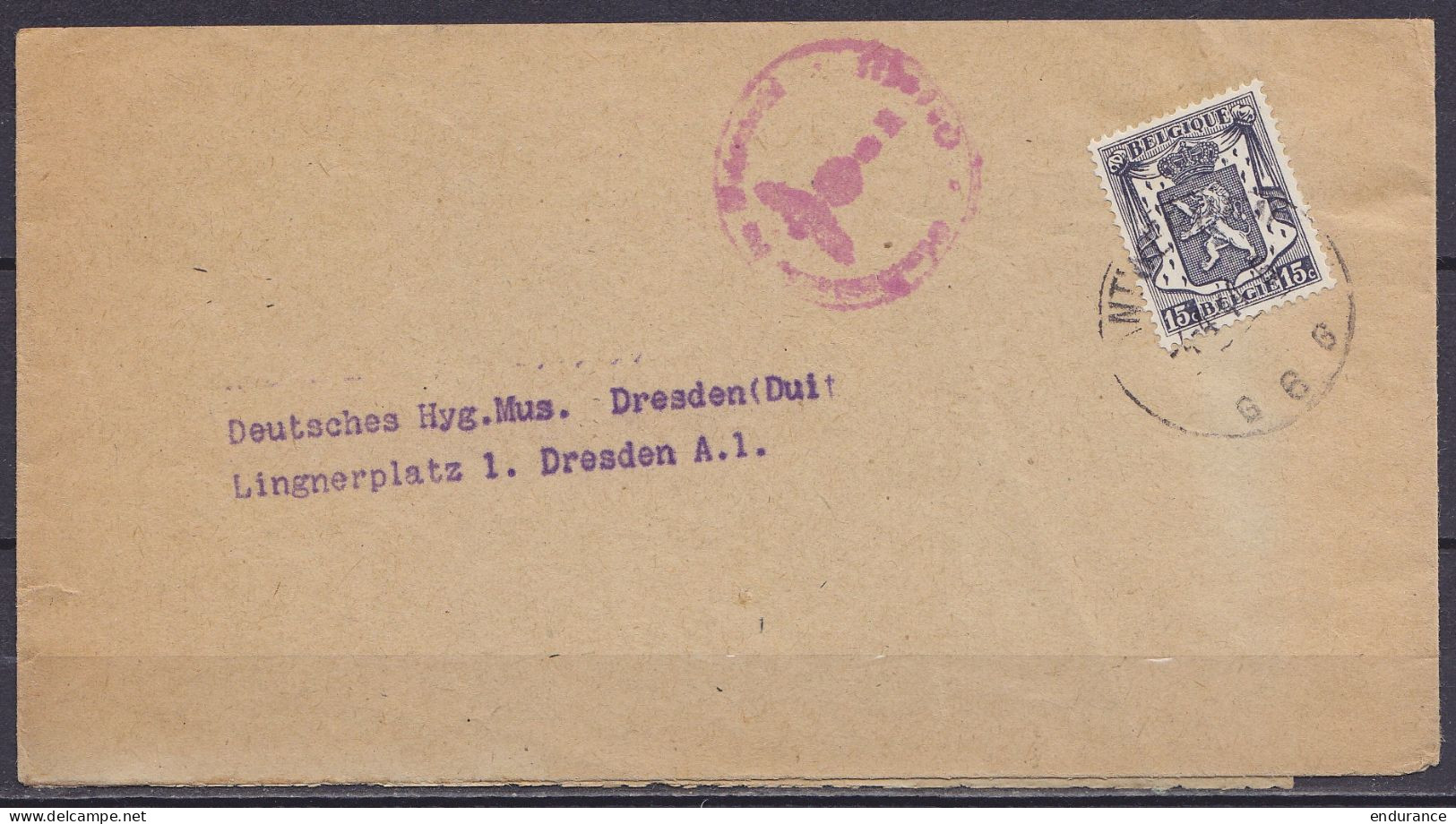 Bande Imprimés Affr. N°421 Càd ANTWERPEN /-4-4-1941 Pour DRESDEN (Allemagne) - Cachet Censure Militaire Allemande - 1935-1949 Piccolo Sigillo Dello Stato