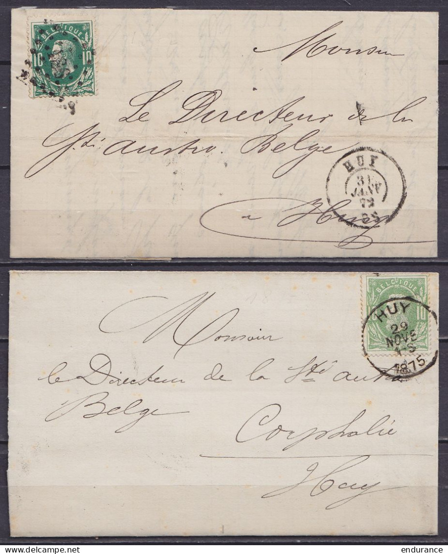 Lot De 2 L. Affr. N°30 Lpts "186" Et Càd HUY 1872 & 1875 Pour E/V & CORPHALIE - 1869-1883 Leopold II.