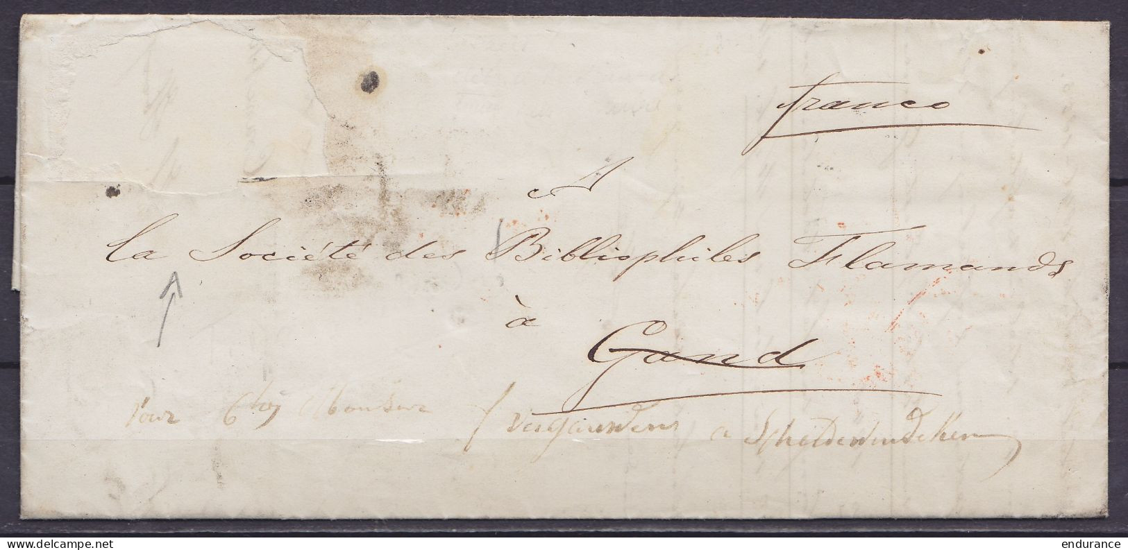 L. (timbres Découpés !) Datée 16 Novembre 1855 De UTRECHT Pour GAND Réexépdiée à SCHELDENWINDEKE (voir Dos: Càd Ambulant - 1851-1857 Medaglioni (6/8)