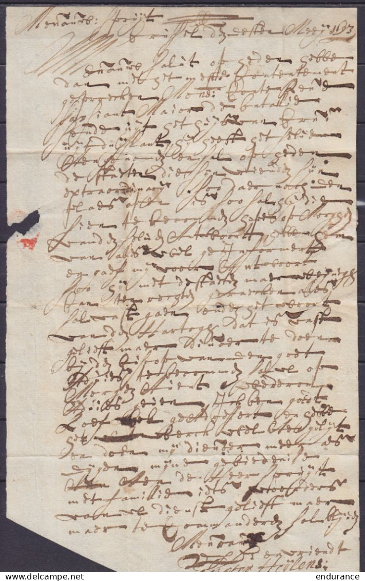 L. Datée 1 Mai 1693 De BRUXELLES Pour ANTWERPEN - Man. "par Amis" & Man. Au Crayon Rouge "eenen Roemer" - 1621-1713 (Spanish Netherlands)