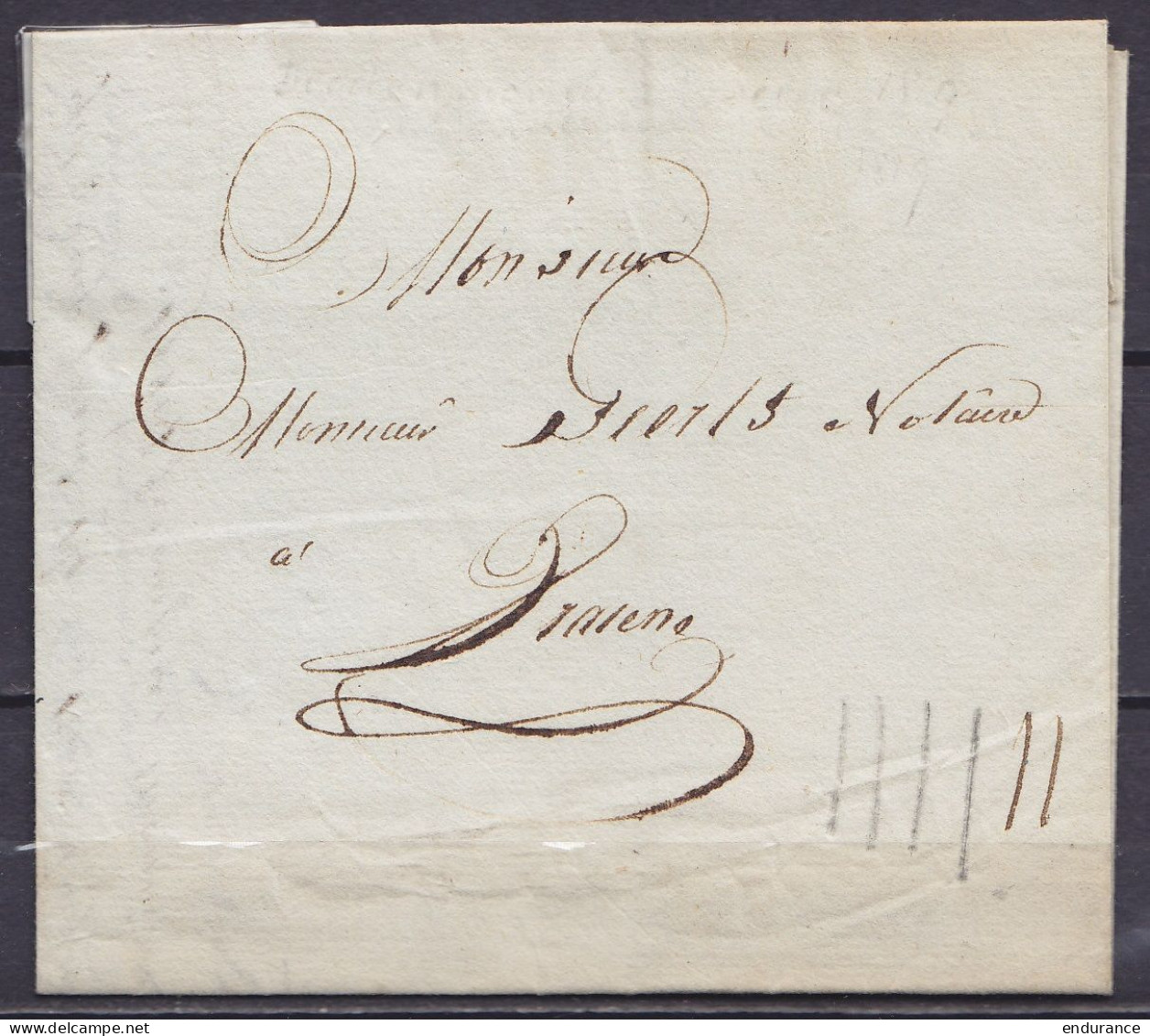 L. Datée 30 Août 1819 De TERMONDE Pour VRAENE - Port "II" à L'encre (& "IIII" Au Crayon ?) - 1815-1830 (Holländische Periode)