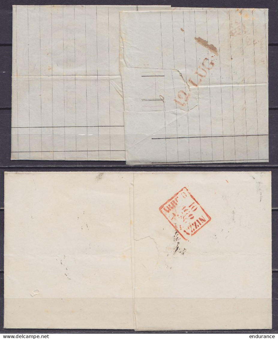 Lot De 2 Lettres De BRUXELLES 1853 & 1855 Pour NICE (Italie / Etats Sardes) - Ports "6" & "12" Au Tampon - 1851-1857 Medaglioni (6/8)