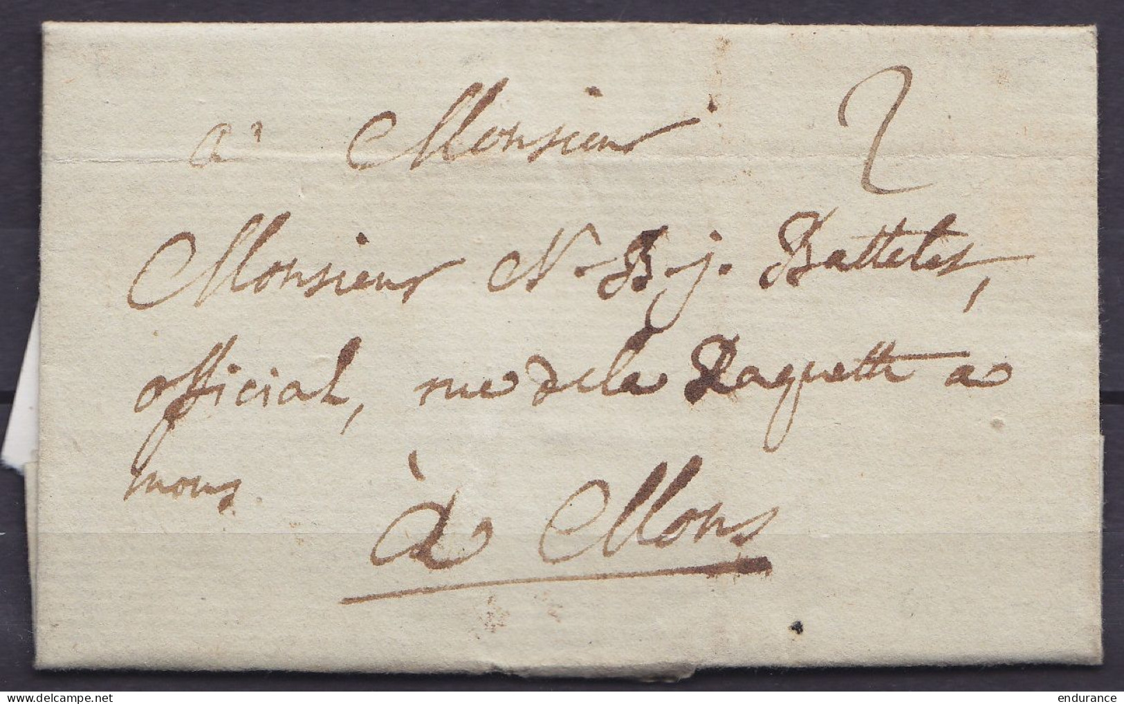 L. Datée 9 Décembre 1785 De FONTAINE L'EVEQUE Pour MONS - Port "2" - 1794-1814 (Periodo Frances)