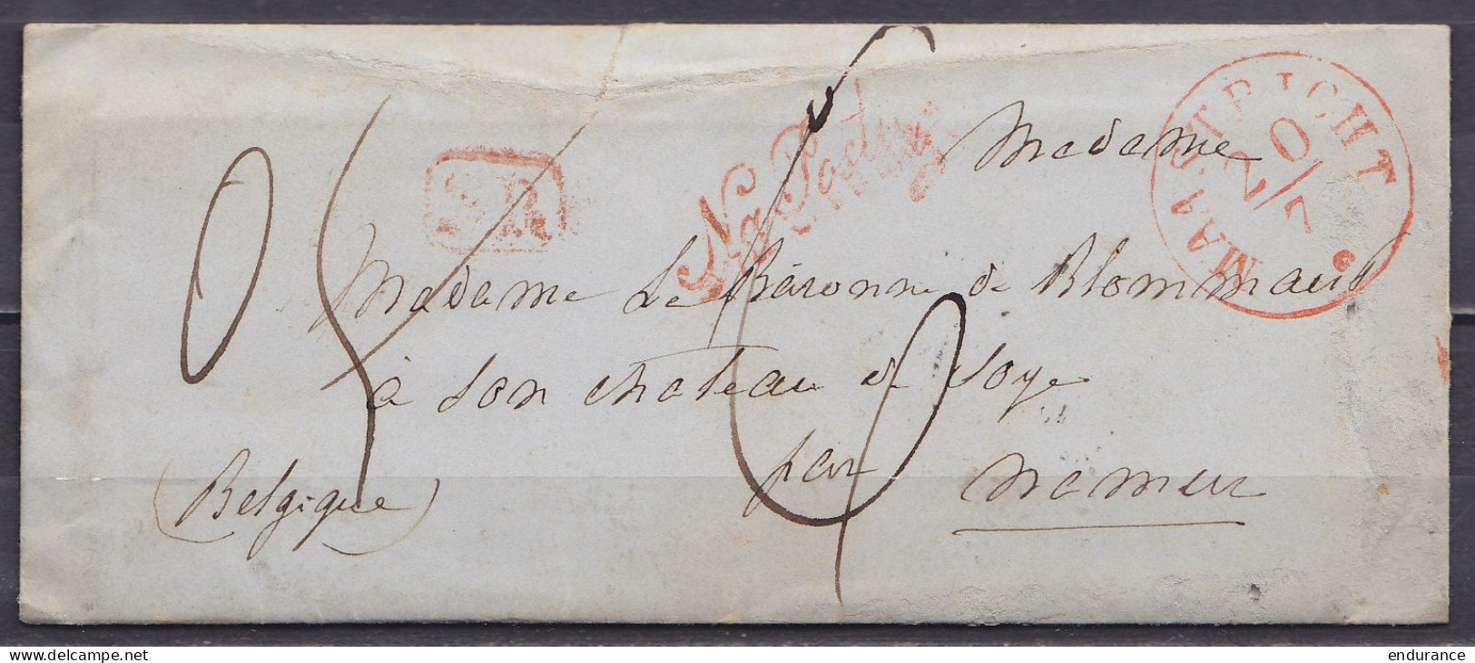 L. Datée 20 Juillet Càd MAASTRICHT /20/7 Pour SOYE Par Namur - [SR] (service Rural) - Griffe "Na Posttijd" - Port "6" (a - 1815-1830 (Période Hollandaise)