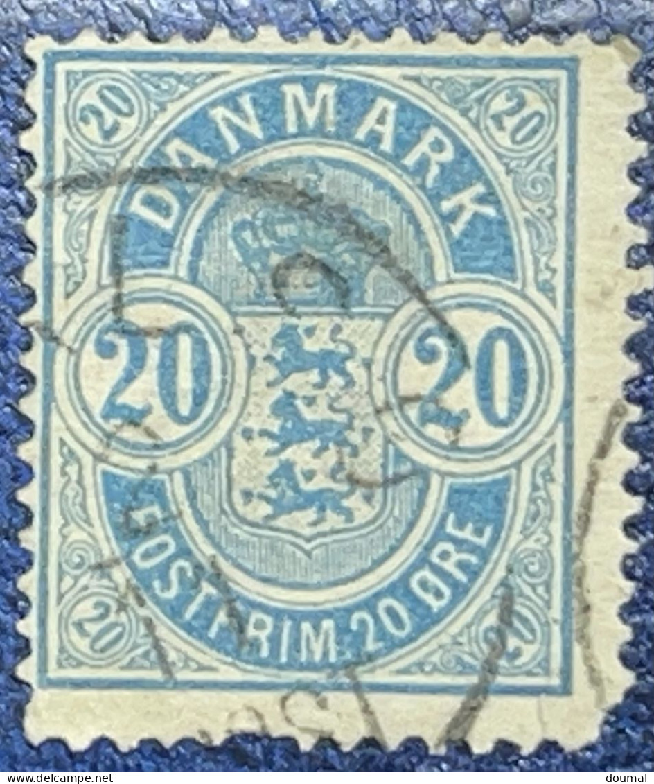 DANEMARK; 1884-85, Premier Classique, émission Officielle, Utilisée 20 Ore. Valeur, Cachet De La Poste - Gebruikt