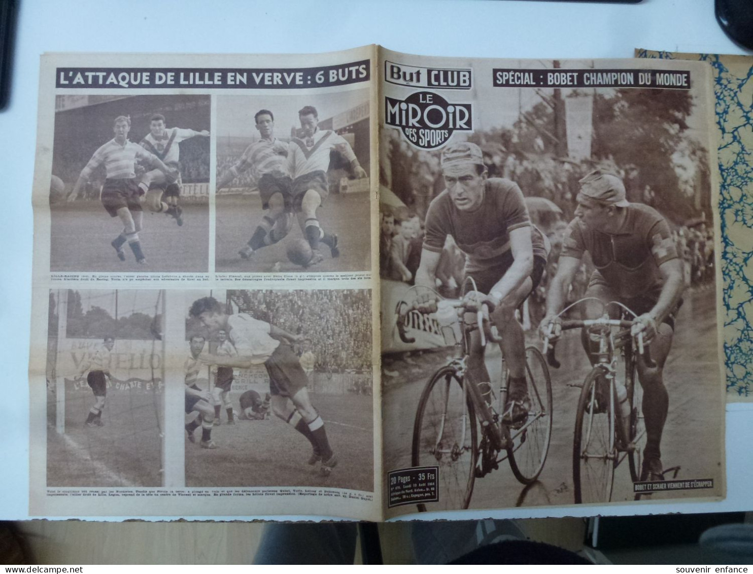 But Et Club Le Miroir Des Sports 1954 Août Bobet Et Schaer Bobet Champion Du Monde Tour De L'Ouest André Vlaeyen - Sport