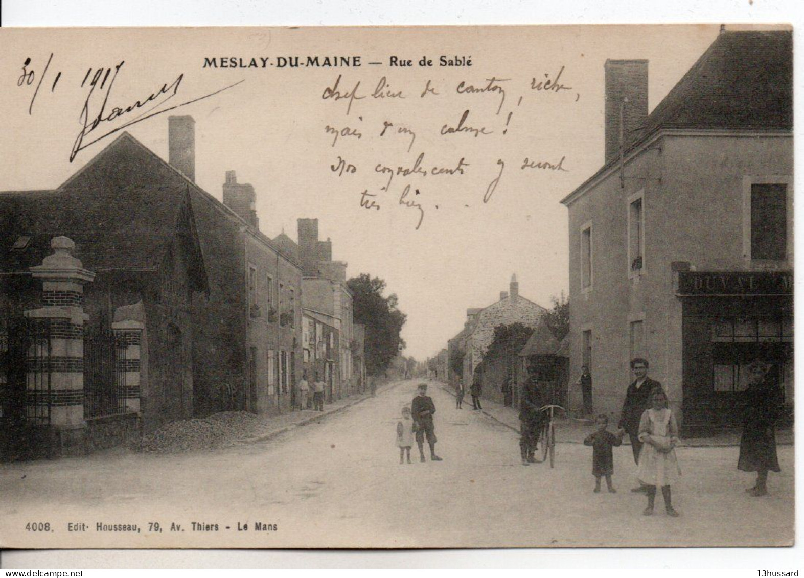 Carte Postale Ancienne Meslay Du Maine - Rue De Sablé - Meslay Du Maine