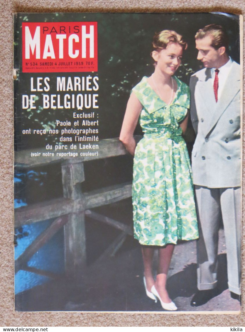 Journal Revue PARIS MATCH N° 534 - 4 Juillet 1959 Les Mariés De Belgique Paola Et Albert - La Tiare Des Westminster Aux* - Testi Generali