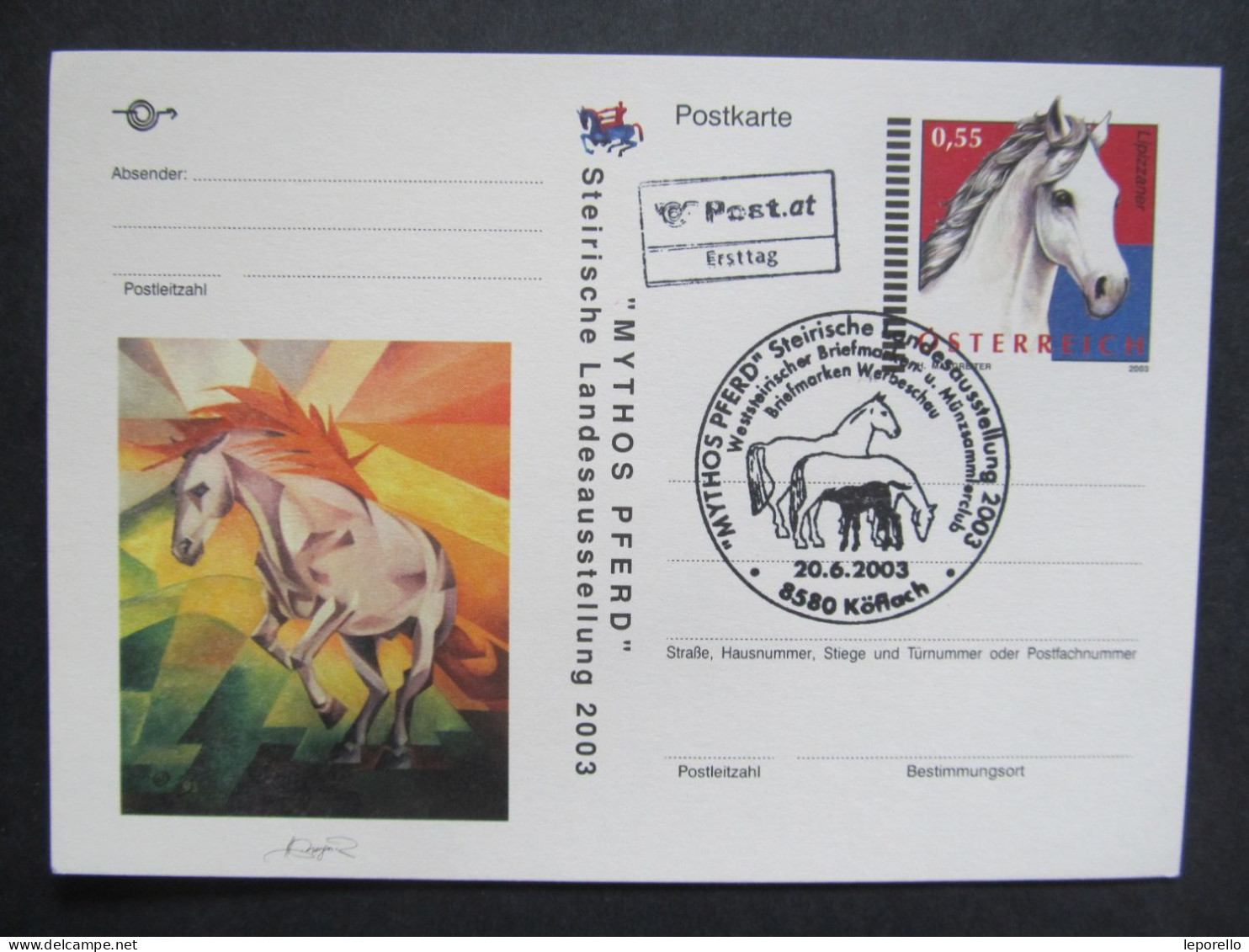 GANZSACHE Pferde Horse 2003 Köflach //// R8276 - Cartas & Documentos