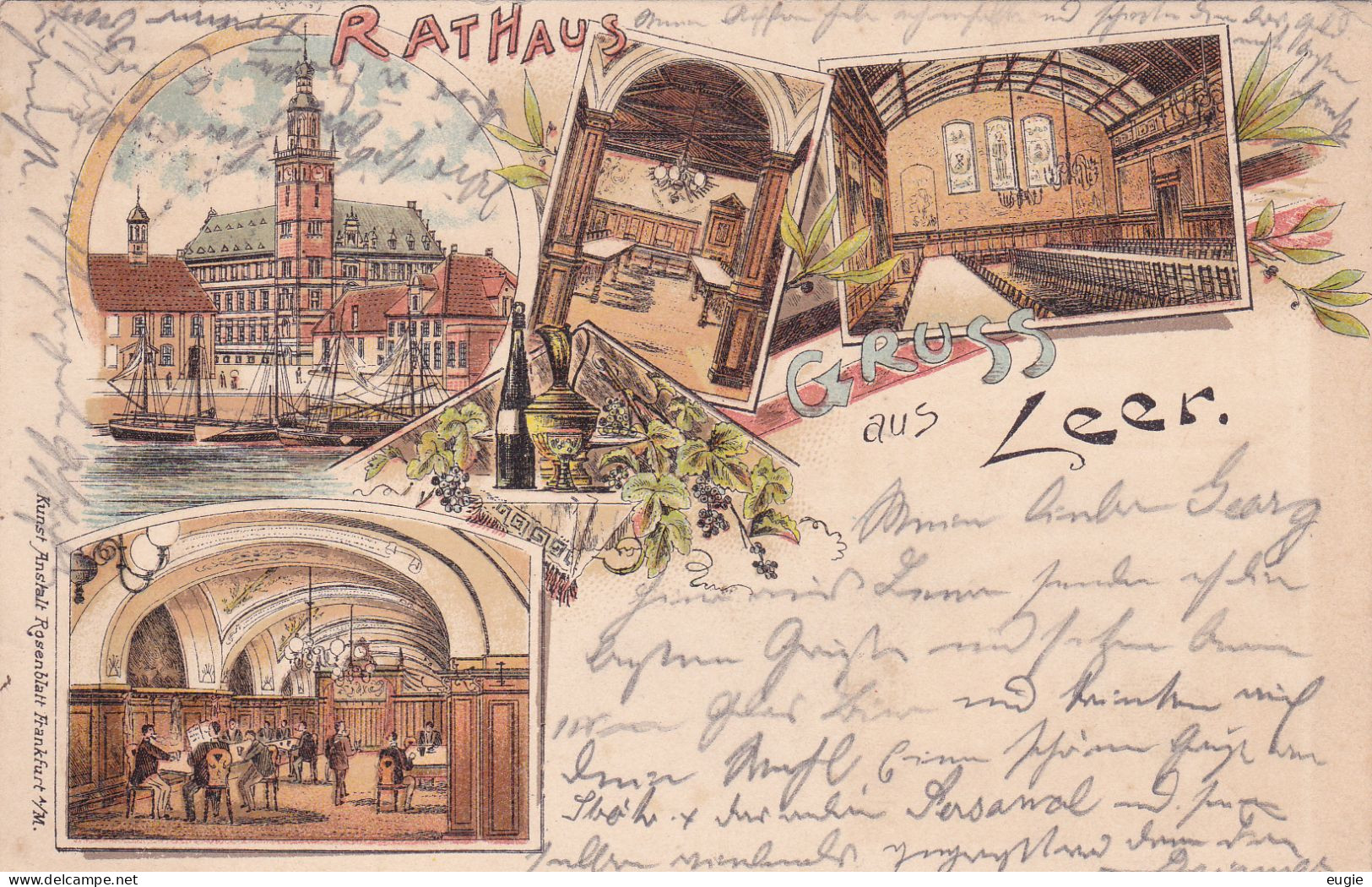 3210/ Gruss Aus Leer, Litho, Rathaus, 1898 - Leer