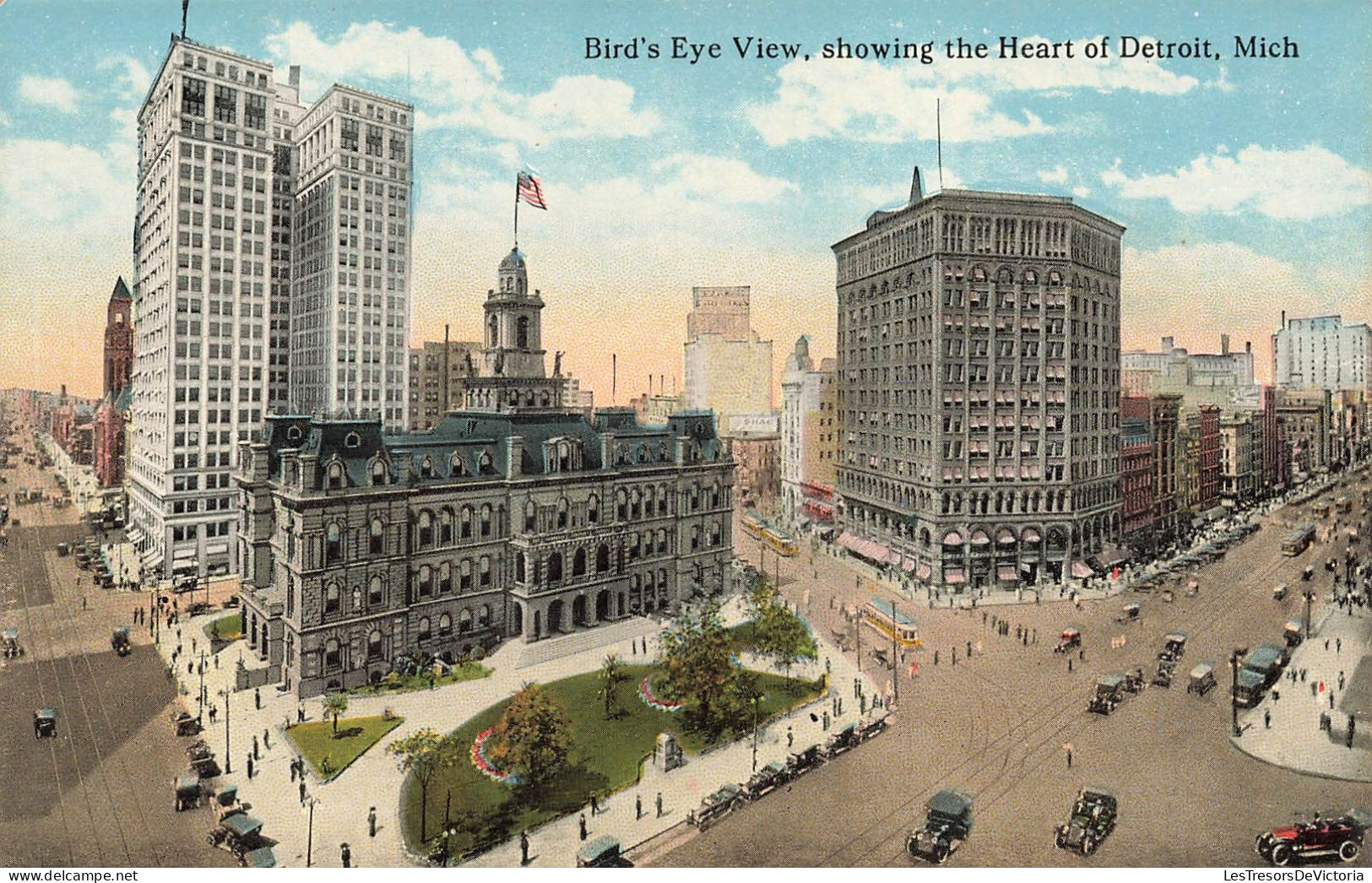 ETATS-UNIS - Bird's Eye View - Showing The Heart Of Detroit - Mich - Vue Panoramique - Carte Postale Ancienne - Detroit