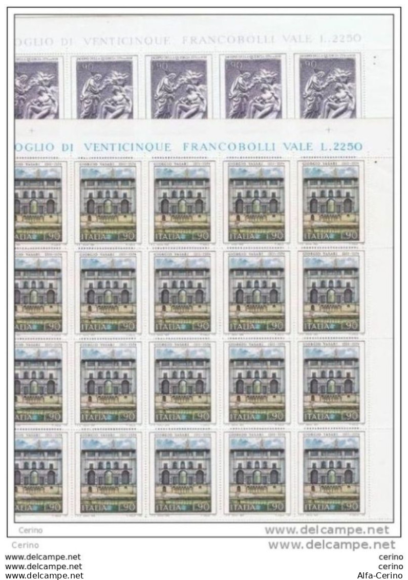 REPUBBLICA:  1974  ARTE  ITALIANA  -  S. CPL. 2  VAL. -  FGL. 25 N. -  SASS. 1282/83 - Complete Vellen