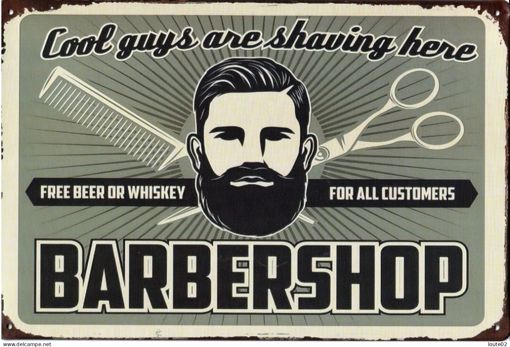 4 PLAQUE  PUBLICITAIRE  METAL    BARBERSHOP 30 X20 - Blechschilder (ab 1960)