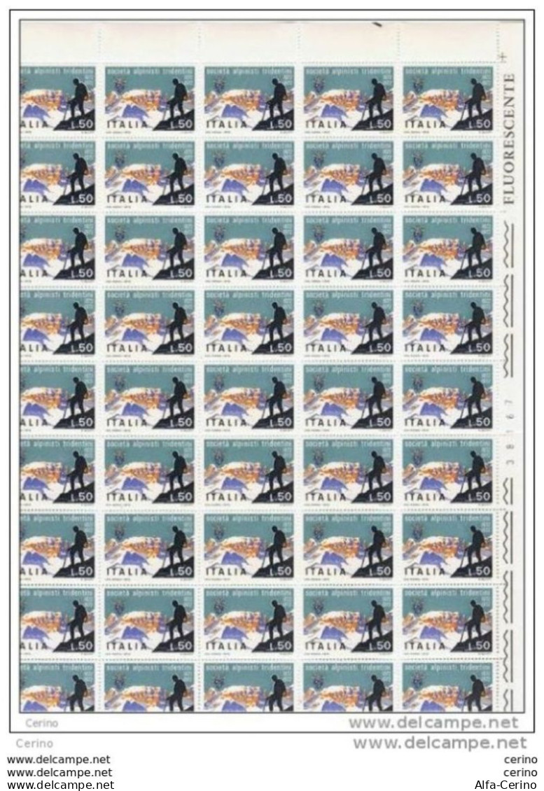 REPUBBLICA:  1972  SOCIETA' ALPINI  -  £. 50  POLICROMO  -  FGL. 50  N. -  SASS. 1180 - Full Sheets