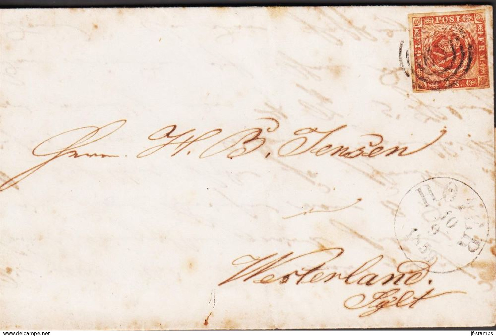 1859. DANMARK 4 Skilling On Small Envelope To Westerland, Sylt Cancelled With Nummeral Cancel 85 + HØJER 1... - JF543827 - Schleswig-Holstein