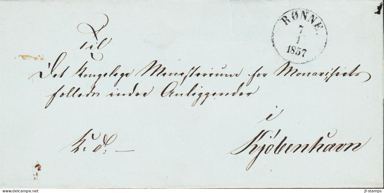 1857. DANMARK. Official. Fine Official Cover To Det Kongelige Ministerium For Monarkiets Fælles Indre Anli... - JF543828 - ...-1851 Préphilatélie
