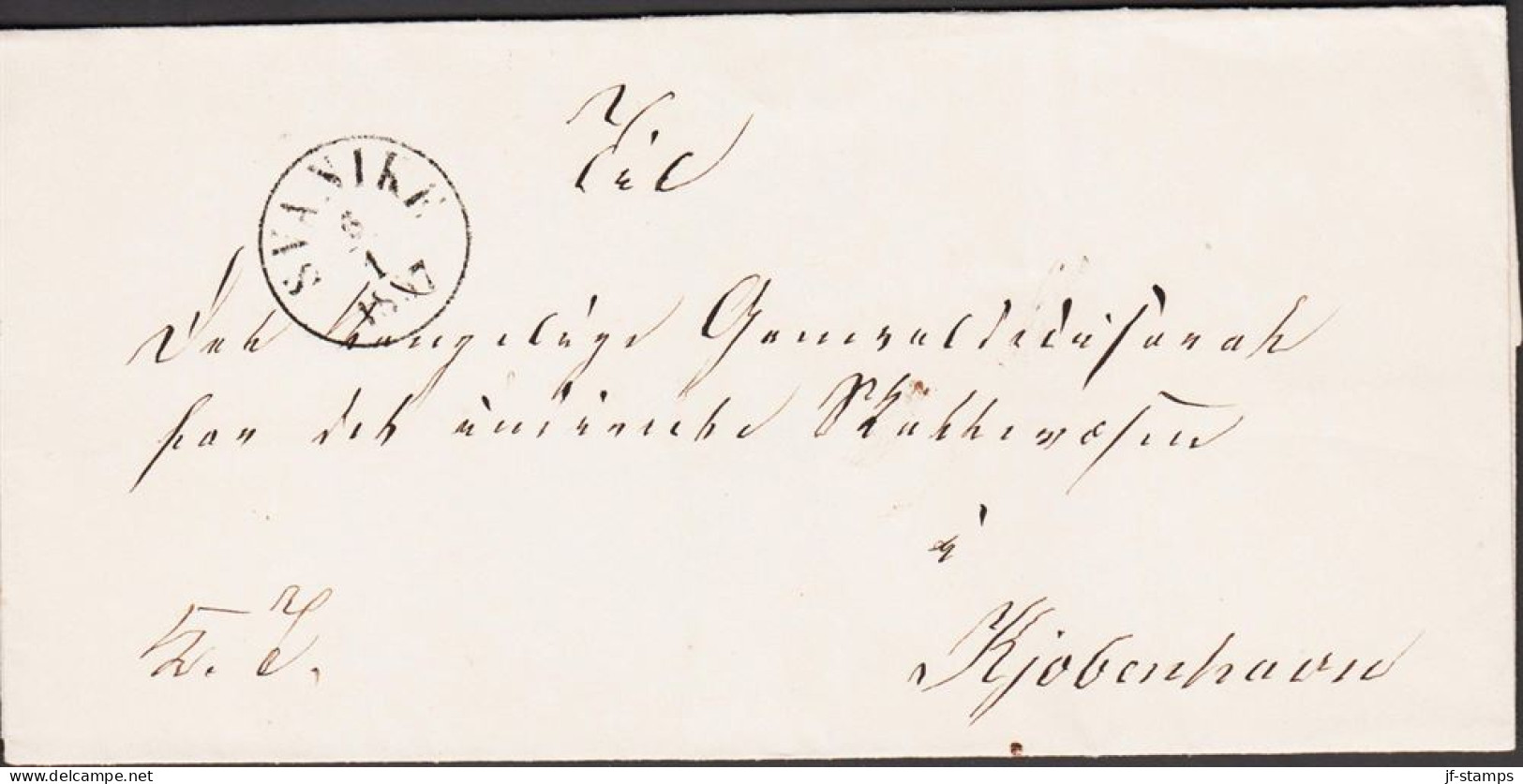 1857. DANMARK. Official. Fine Official Cover To Det Kongelige Geheimeraad I Kjøbenhavn Cancelled SVANEKE 6... - JF543829 - ...-1851 Préphilatélie