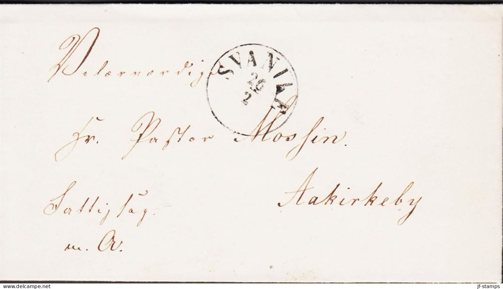 1861. DANMARK. Official. Very Beautiful Small Official Cover To Pastor Mossin, Aakirkeby Cancelled SVANEKE... - JF543830 - ...-1851 Préphilatélie