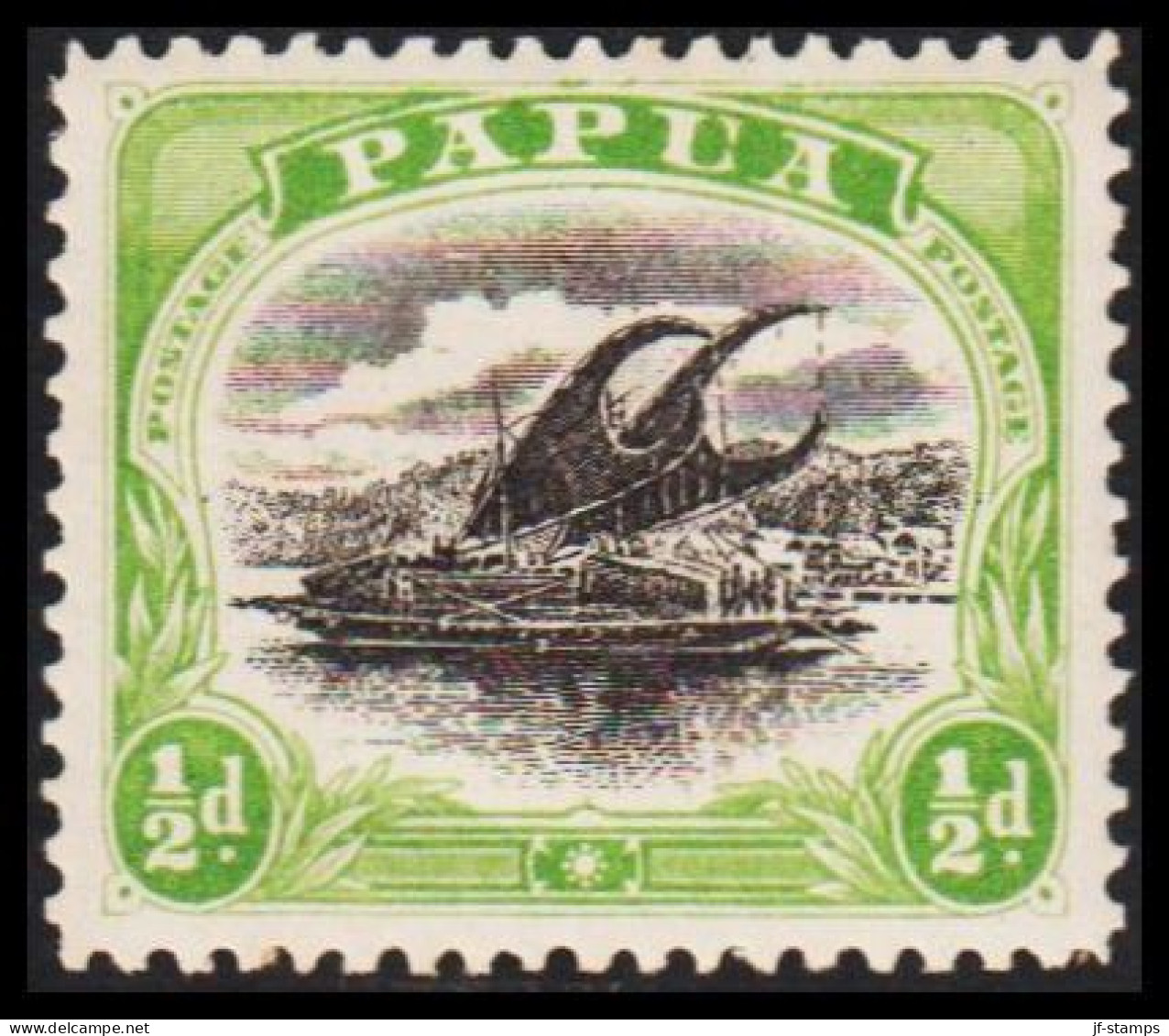 1907-1910. PAPUA. Lakatoi.  ½ D. Perforated 11. Never Hinged. (Michel 32 A) - JF543843 - Papua New Guinea