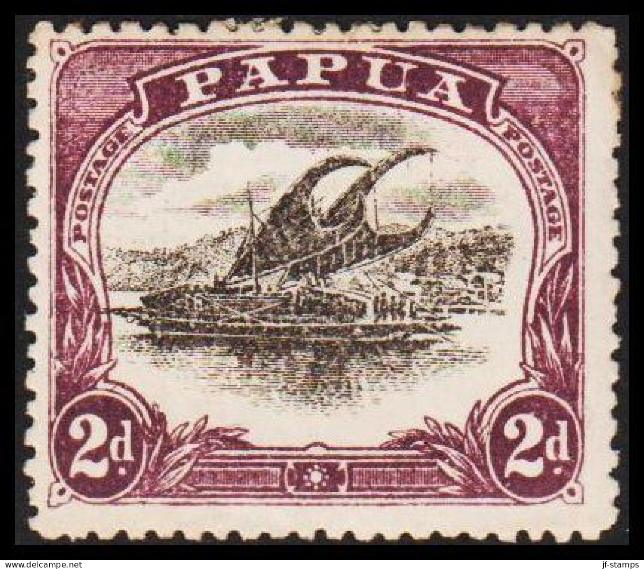 1907-1910. PAPUA. Lakatoi.  2 D. Perforated 12½. Hinged. (Michel 34 C) - JF543844 - Papua New Guinea