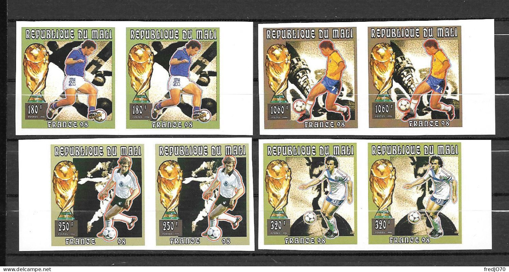 Mali Série Complète Paires Non Dentelé Imperf Football CM 98 ** - 1998 – Frankreich