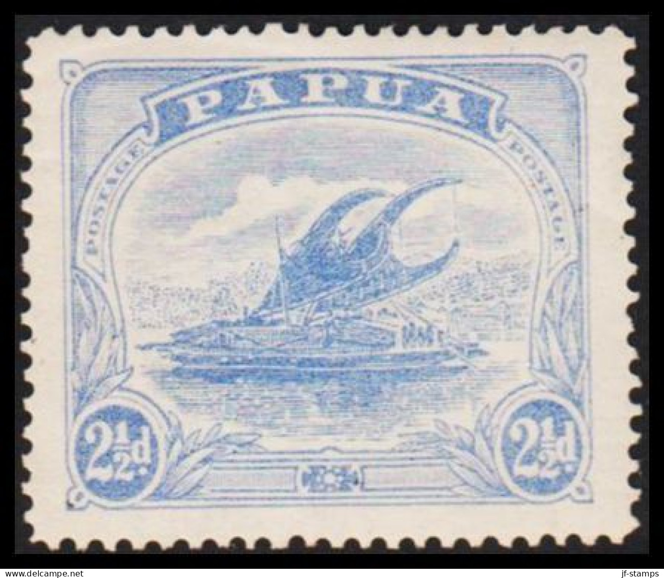 1911-1915. PAPUA. Lakatoi.  2½ D. Perforated 12½. Hinged. (Michel 43 A) - JF543848 - Papua New Guinea