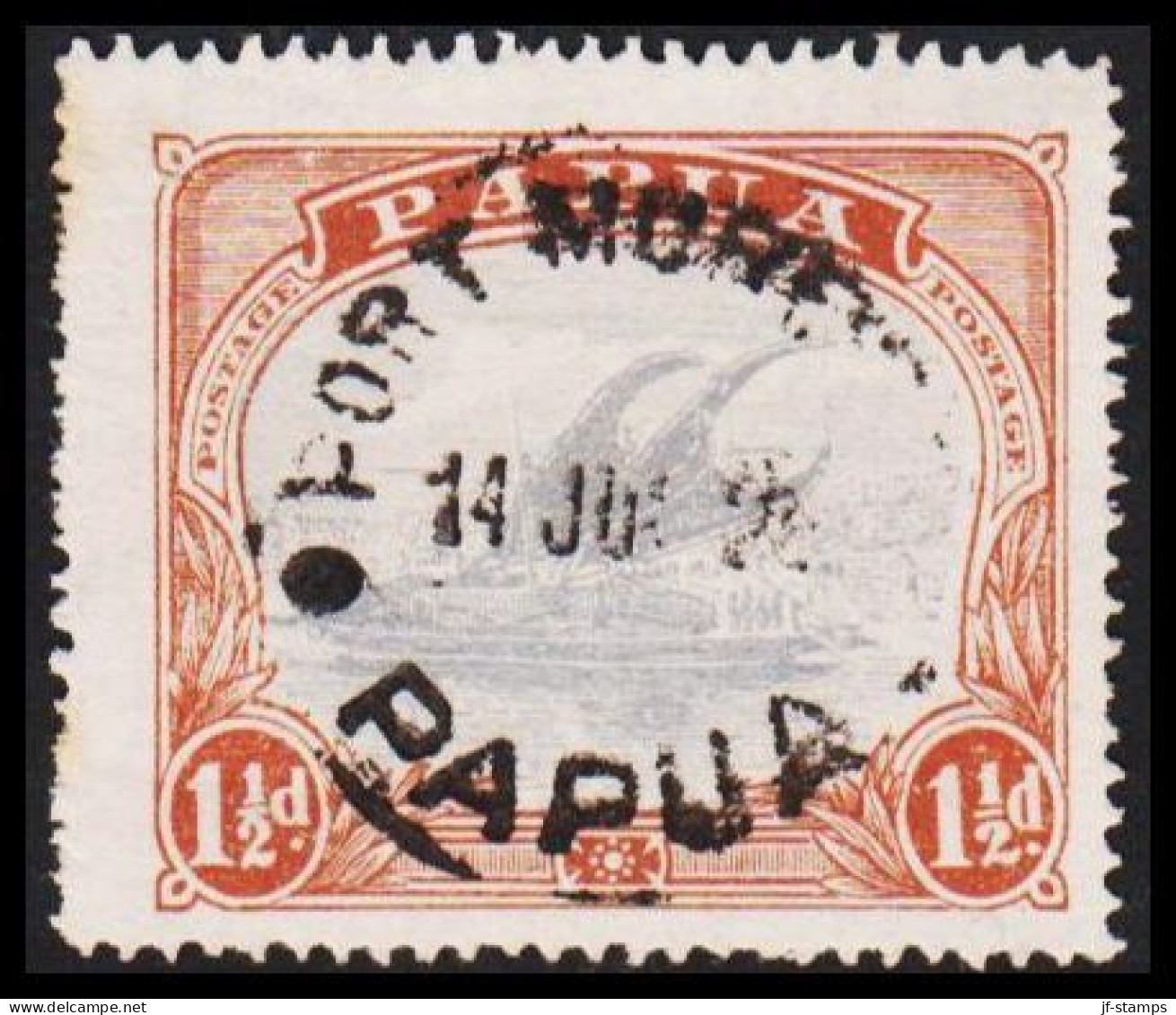 1916-1931. PAPUA. Lakatoi.  1½ D. Perforated 14.  (Michel 51) - JF543853 - Papua New Guinea