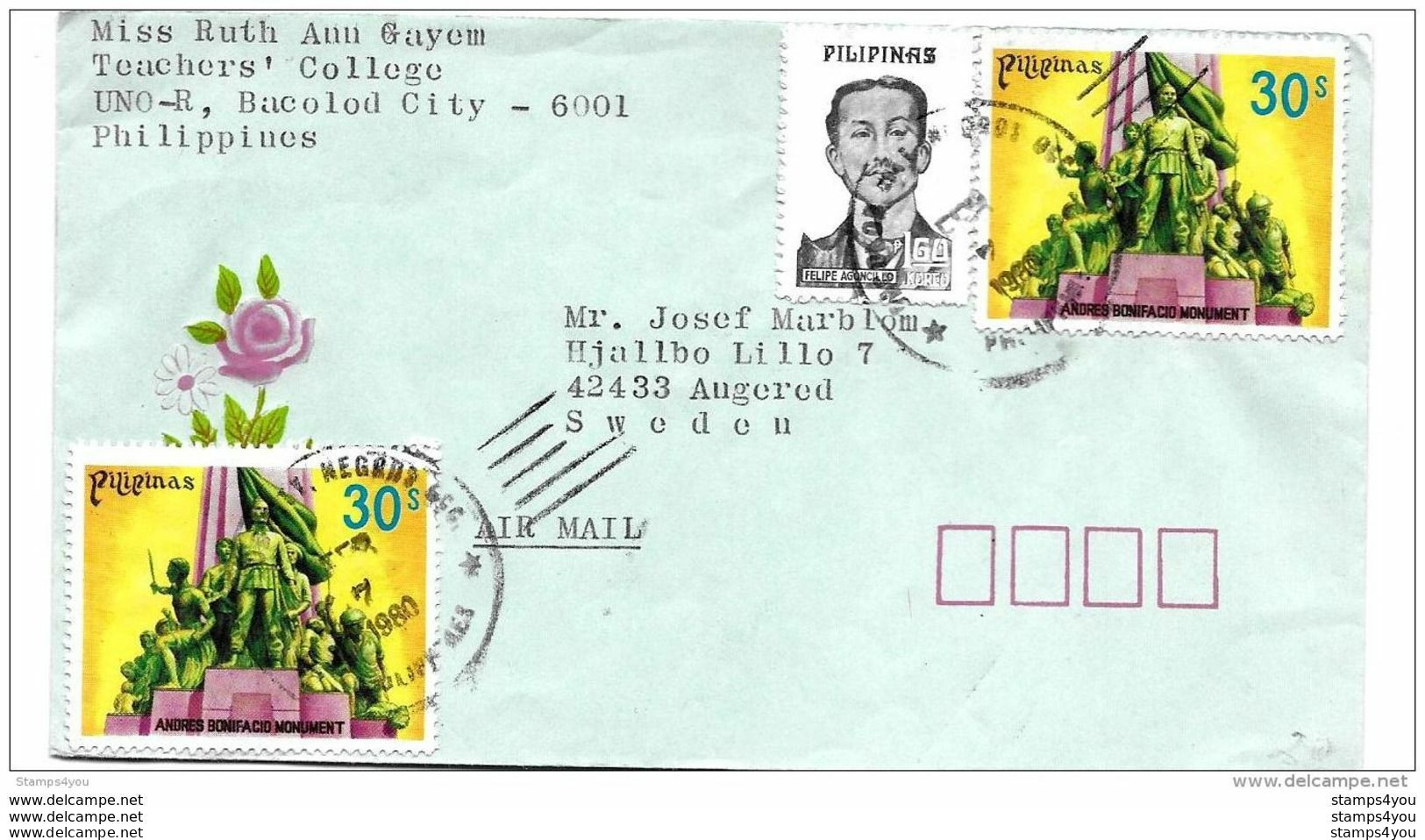 99 - 78 - Enveloppe Envoyée Des Philippines En Allemagne 1980 - Filippijnen