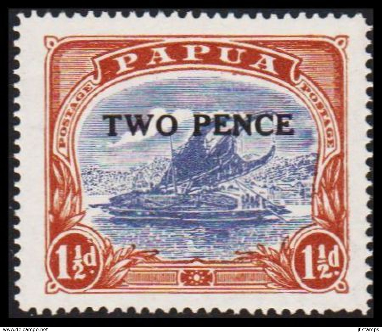 1931. PAPUA. Lakatoi.  TWO PENCE Overprint On 1½ D. Never Hinged. (Michel 73) - JF543865 - Papua New Guinea