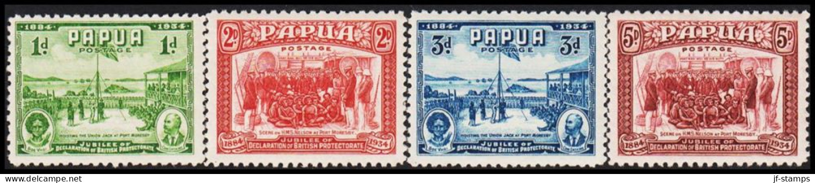 1934. PAPUA. 50 Year British Protectorate.  Complete Set Very Light Hinged. (Michel 95-98) - JF543875 - Papua New Guinea