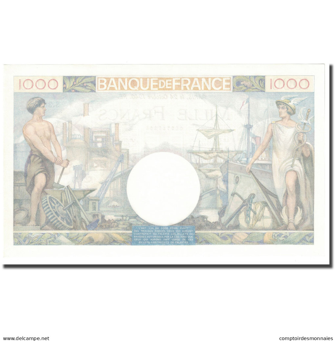 France, 1000 Francs, Commerce Et Industrie, 1940, 1940-10-24, NEUF - 1 000 F 1940-1944 ''Commerce Et Industrie''