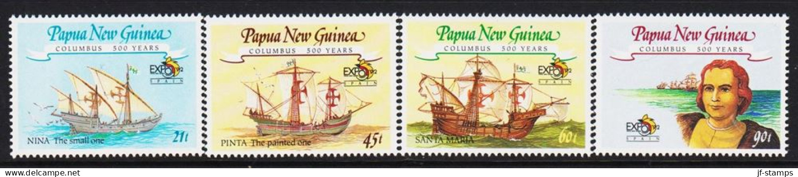 1992. PAPUA & NEW GUINEA. EXPO ’92, Sevilla COLUMBUS Motives Complete Set Never Hinged. (Michel 651-654) - JF543905 - Papouasie-Nouvelle-Guinée