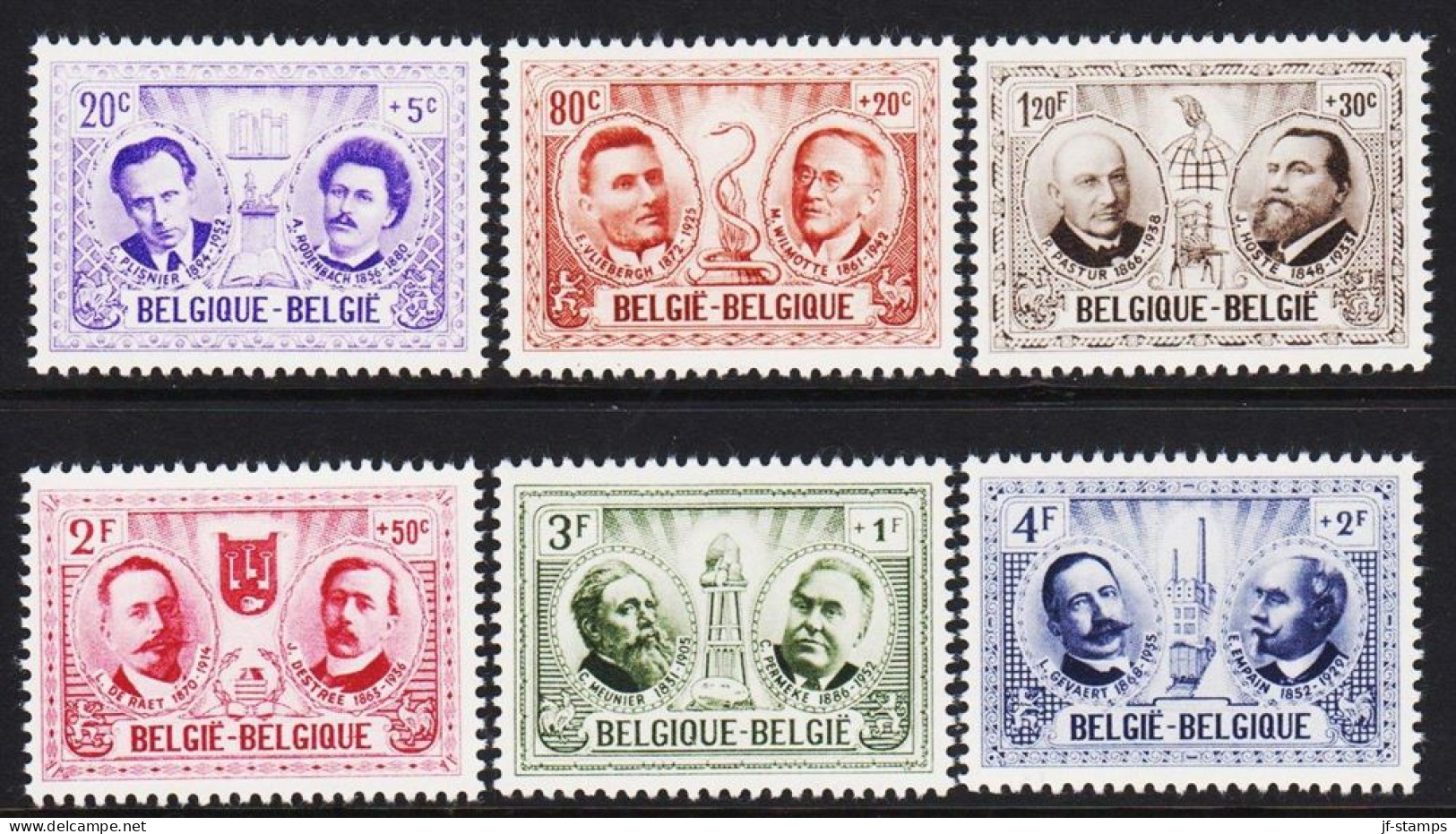 1957. BELGIE. Personalities Complete Set With 6 Stamps. Never Hinged. (Michel 1057-1062) - JF543908 - Unused Stamps