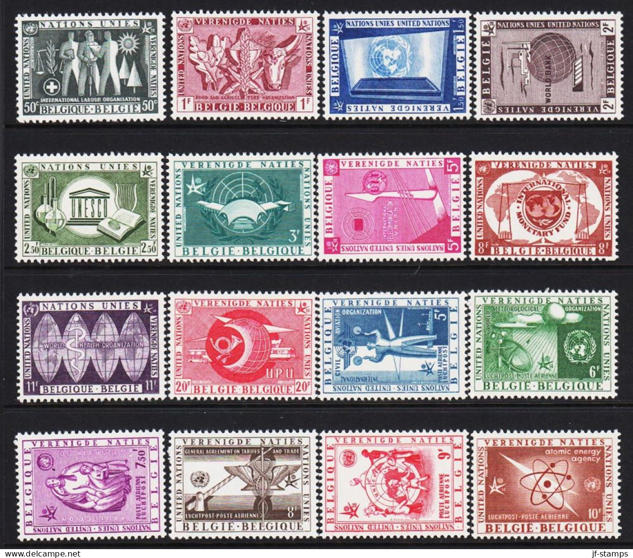 1958. BELGIE. World Exhibition Bruxelles - UN Participation Complete Set With 16 Stamps... (Michel 1100-1115) - JF543909 - Unused Stamps