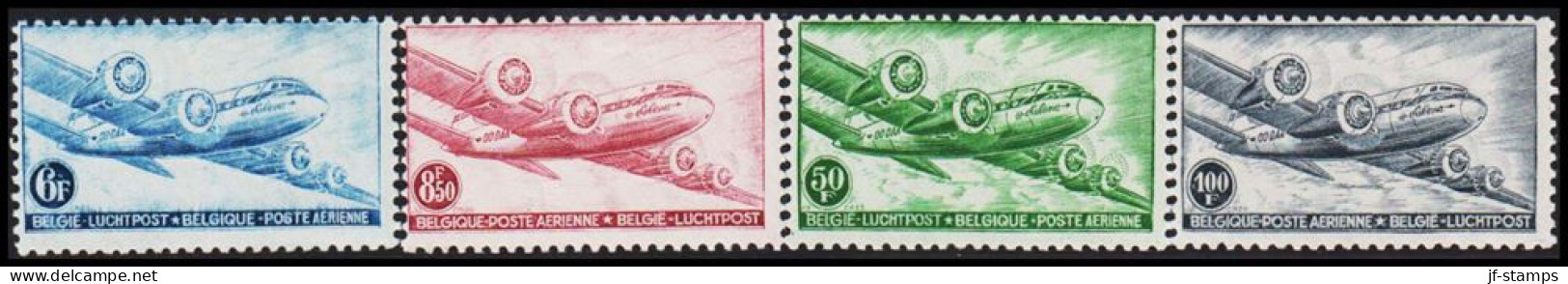 1946. BELGIE. Douglas C-54 Skymaster AIR MAIL Complete Set Perf 11½ Never Hinged.  (Michel 751-754 A) - JF543910 - Ungebraucht