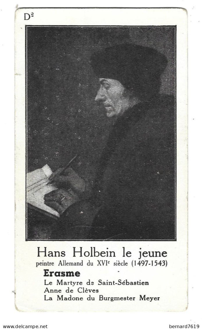 Chromo Image Cartonnee  - Histoire -  Peinture - Hans Holbein Le Jeune - Erasme - Storia