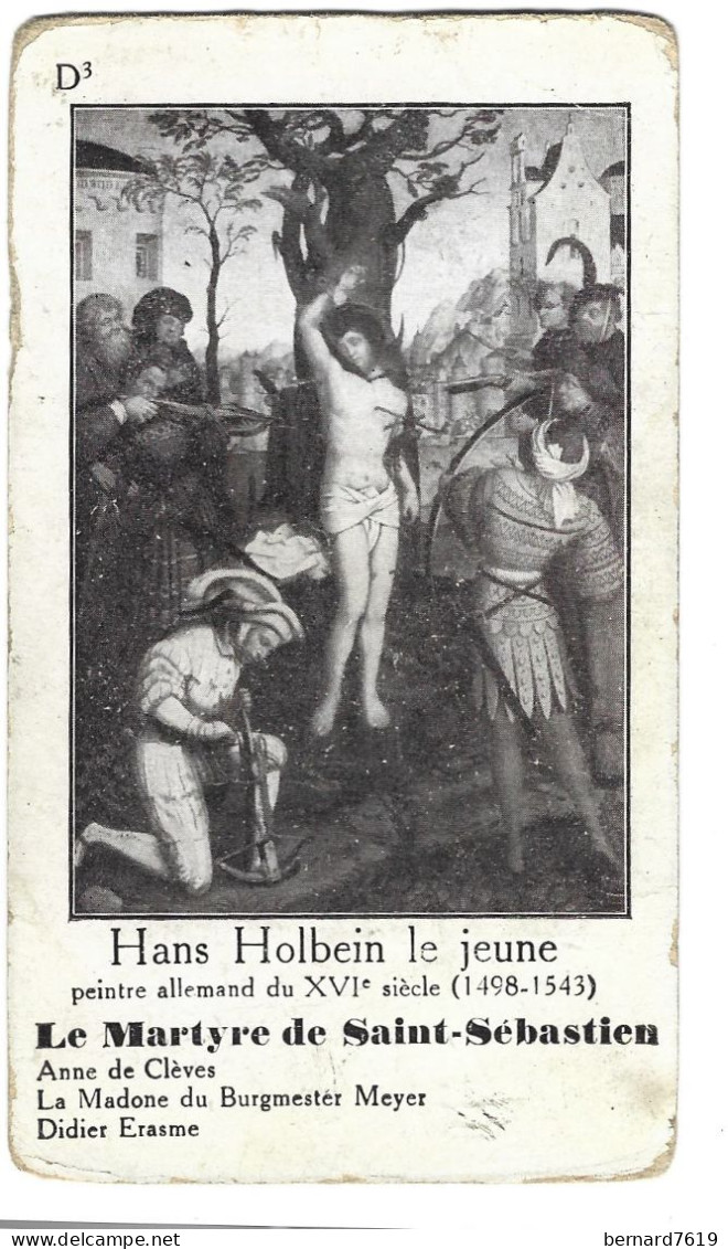 Chromo Image Cartonnee  - Histoire -  Peinture - Hans Holbein Le Jeune -  Lla Martyr De Saint Sebastien - History