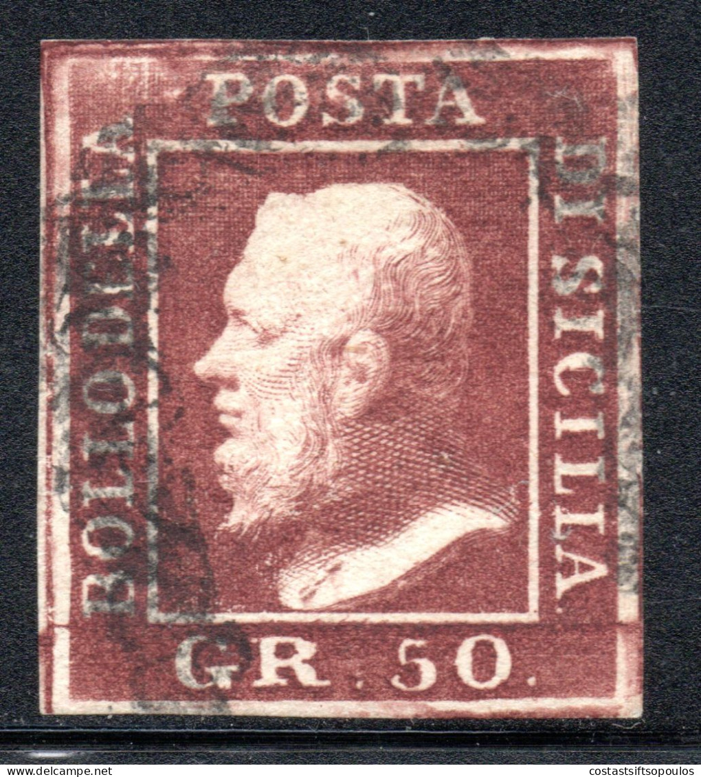 3752. ,ITALY,TWO SICILIES,SICILY,1859 # 18 50 GRANA,KING FERDINAND,SIGNED,RARE - Sicile