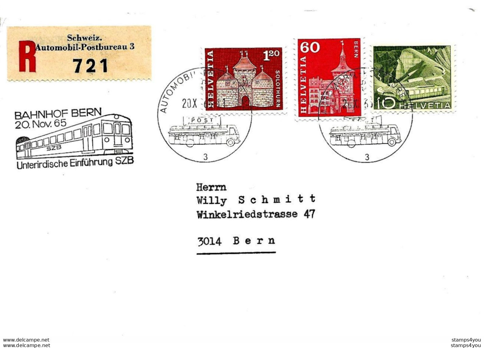 276 - 78 - Enveloppe Recommandée Avec Oblit Spéciale "Bahnhof Bern 1965" - Marcophilie