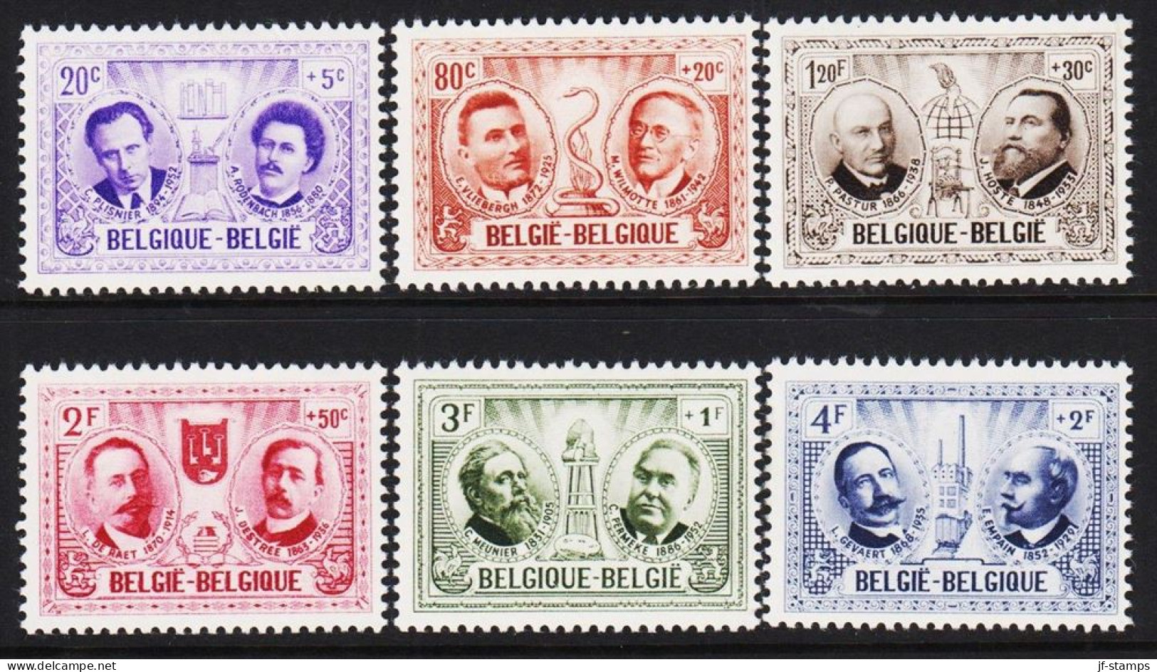1957. BELGIE. Personalities Complete Set With 6 Stamps. Never Hinged. (Michel 1057-1062) - JF543958 - Unused Stamps
