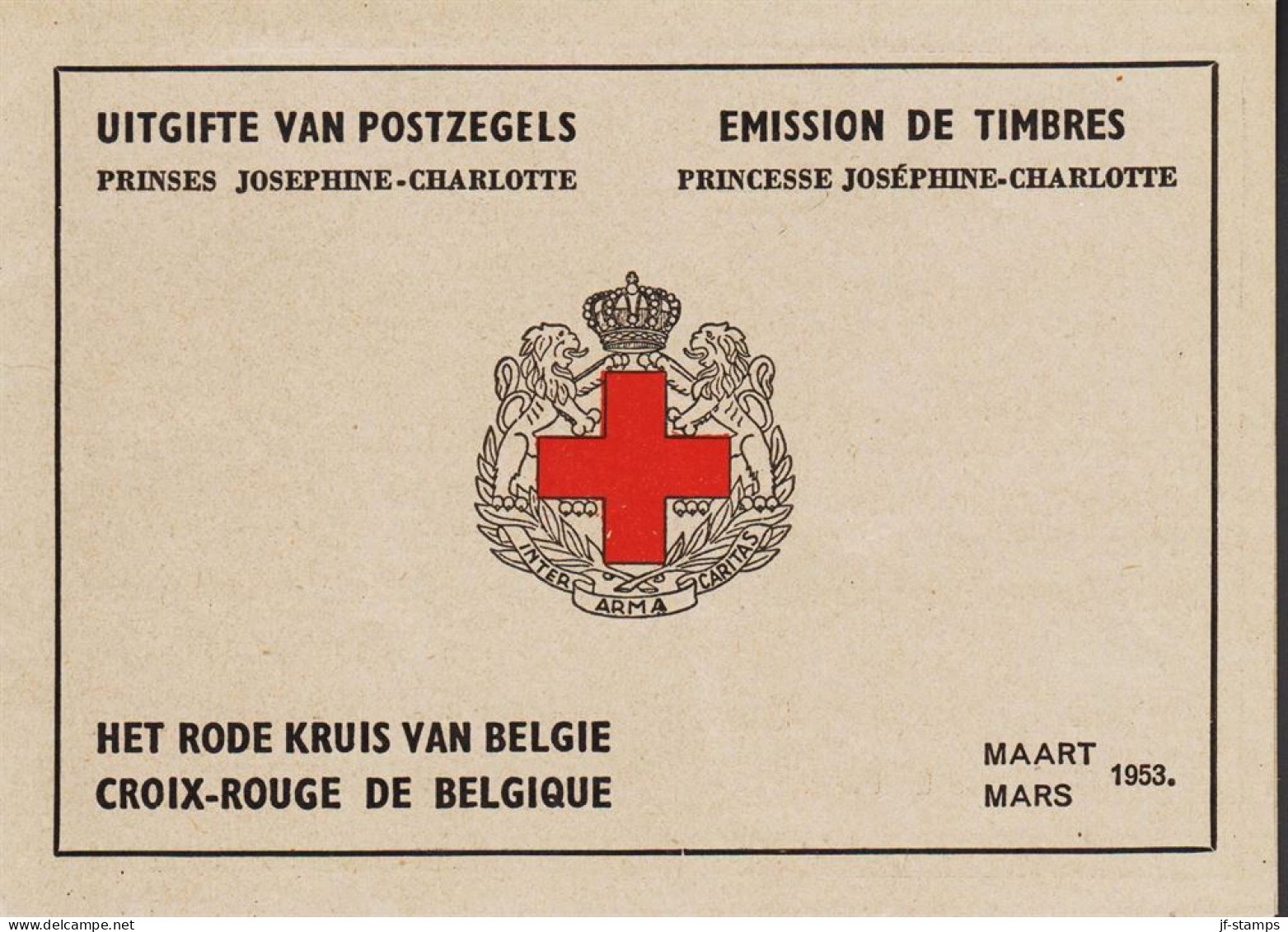 1953. BELGIE. Red Cross Royal Wedding Joséphine-Charlotte 8-block 2 Fr + 50 C With The T... (Michel Block 23) - JF543962 - Unused Stamps