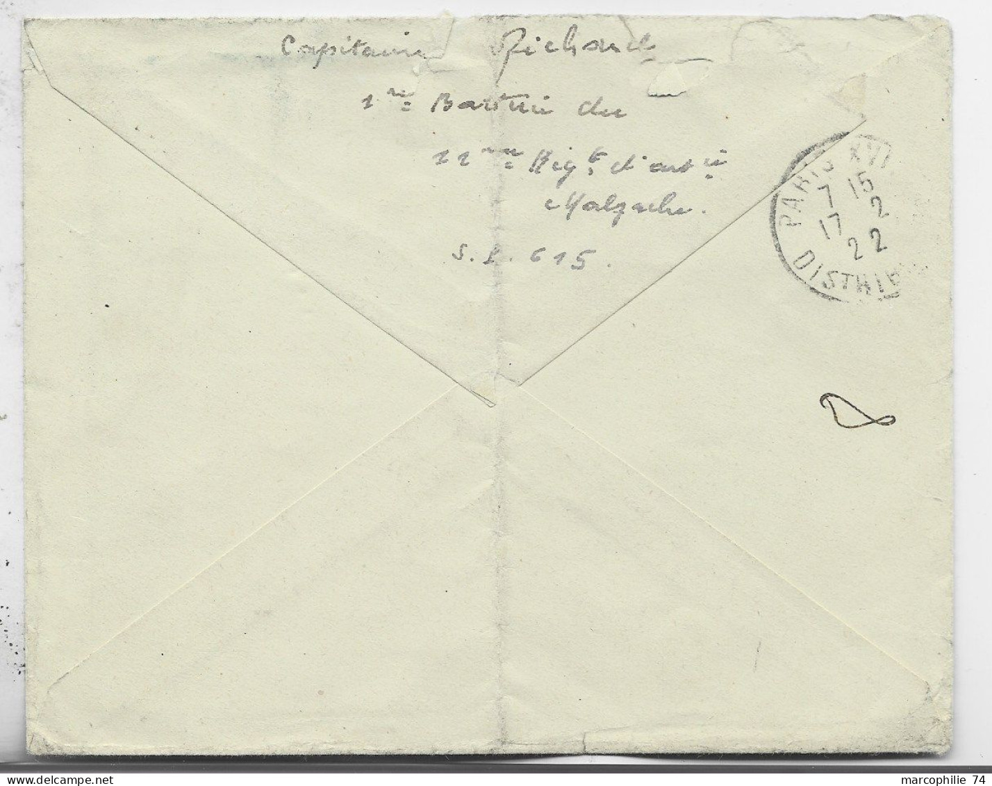 SYRIE OMF MERSON SEMEUSE LETTRE COVER BEYROUTH 5.2.1922 LEBANON + SP 615 REG MALGACHE TO FRANCE - Cartas & Documentos