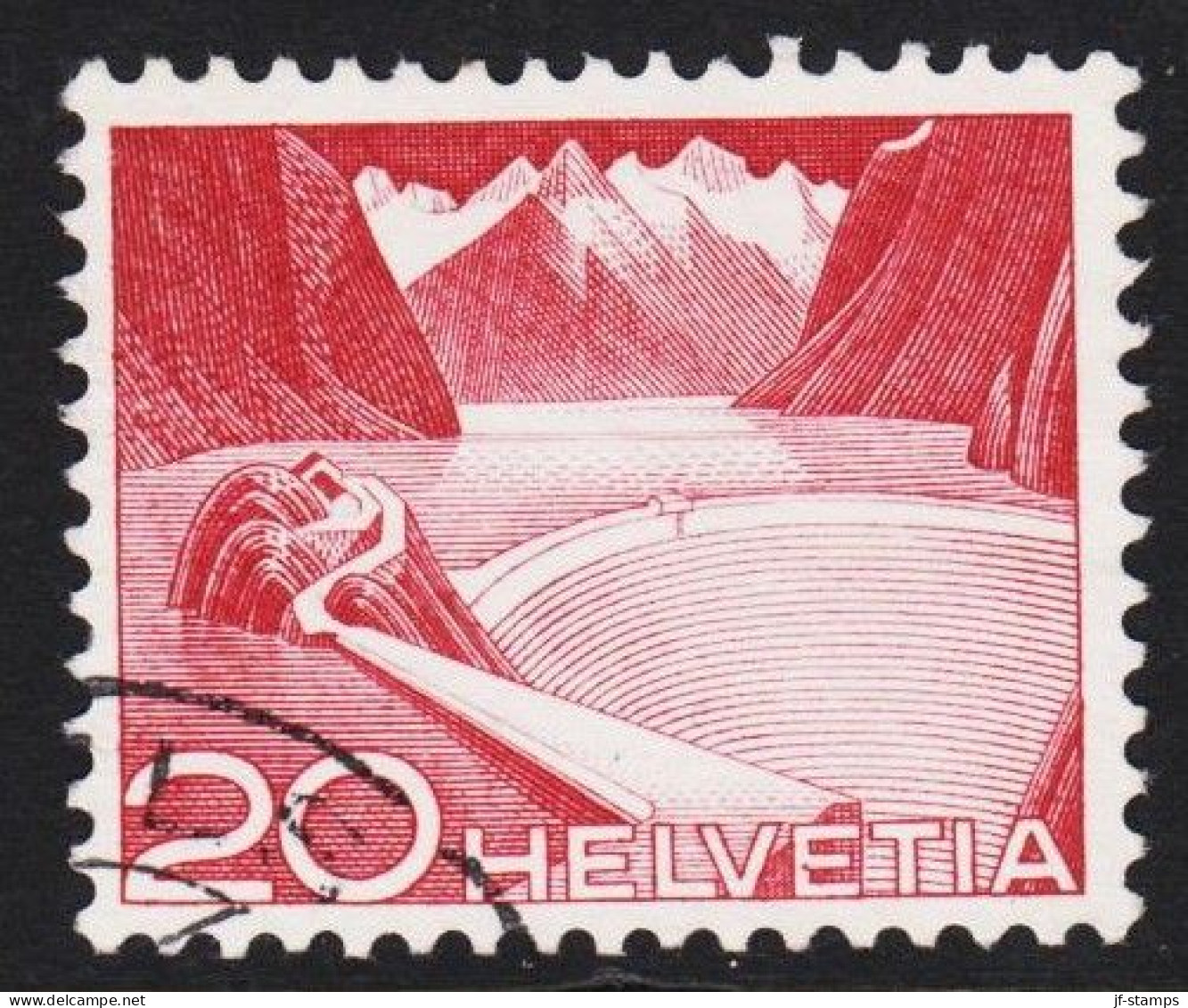 1949. HELVETIA - SCHWEIZ. Landscapes 20 C Type I Where The Bottom Line On The House Is Missing. A Stamp Mi... - JF543963 - Oblitérés